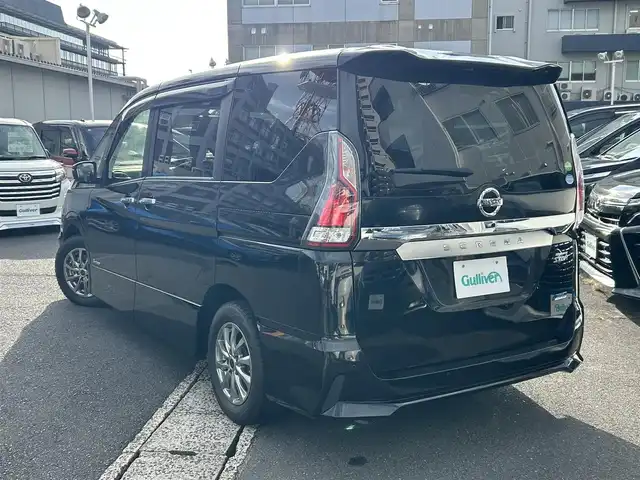 日産 セレナ ハイウェイスター プロパイロットED 島根県 2017(平29)年 4.5万km ダイヤモンドブラック 純正メモリナビ　/(フルセグTV/ＤＶＤ再生/Ｂｌｕｅｔｏｏｔｈ接続)/フリップダウンモニター　/両側パワースライドドア/前方ドライブレコーダー/バックカメラ　/ＥＴＣ/レーダークルーズコントロール/衝突軽減ブレーキ　/レーンアシスト/電動パーキングブレーキ　/前後コーナーセンサー　/横滑り防止装置/アイドリングストップ/スマートキー/プッシュスタート　/純正フロアマット/社外15インチアルミホイール