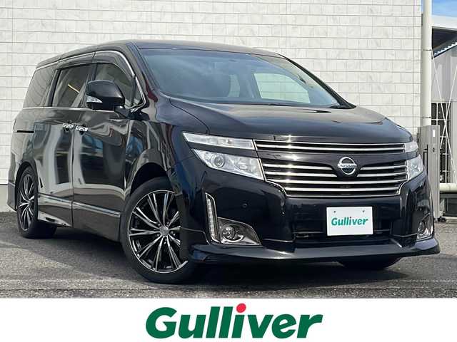 日産 エルグランド 250HWS アーバンクロム 福島県 2013(平25)年 7.5万km ファントムブラック 純ナビ　全方位Ｃ　両側パワスラ　純ＡＷ冬車載　純フリップダウン　ＨＩＤヘッドライト　フォグ　電格ミラー　ステリモ　パートタイム４ＷＤ　黒ハーフレザー　黒革巻ステアリング　プッシュスタート　スマートキー