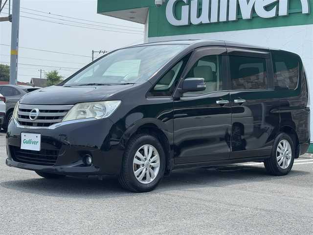 日産 セレナ 20G 徳島県 2011(平23)年 8.6万km スーパーブラック 社外7型ナビ　AVIC-MRZ99/　AM/FM/BT/フルセグ/DISC/両側電動スライドドア/ETC/バックカメラ/クルーズコントロール/スペアキー/スマートキー/プッシュスタート/アイドリングストップ/純正フロアマット/ドアバイザー/オートライト/フォグライト/純正15インチアルミホイール/ECO MODE/取扱説明書/新車時保証書