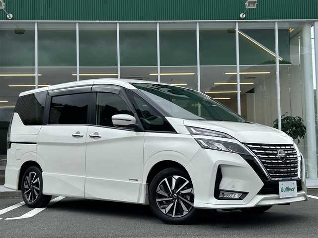 日産 セレナ ハイウェイスター V 愛媛県 2021(令3)年 1.9万km ブリリアントホワイトパール 純正１０型大画面ナビ/フルセグＴＶ Bluetooth DVD/プロパイロット/両側パワースライドドア/前後コーナーセンサ/ブラインドスポット/バックカメラ/ドライブレコーダー/エマージェンシーブレーキ/追従クルーズコントロール/LEDヘッドライト