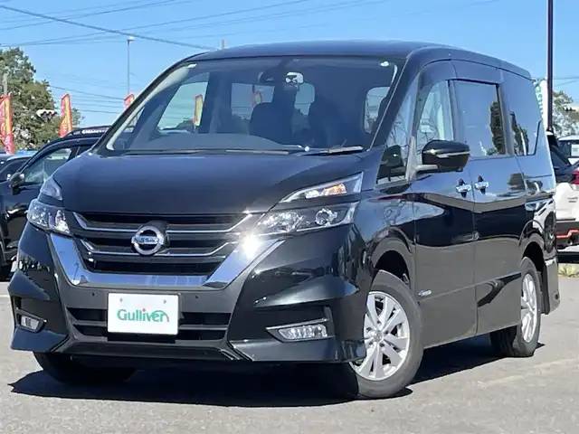 日産 セレナ ハイウェイスター 道央・札幌 2016(平28)年 11.2万km ダイヤモンドブラック ４WD/純正ディーラーOPナビ/CD/DVD/BD/BT/フルセグ/純正フリップダウンモニター/エマージェンシーブレーキ/横滑り防止装置/クルーズコントロール/レーンキープアシスト/クリアランスソナー/パーキングアシスト/アラウンドビューモニター/ビルトインETC/ドライブレコーダー/アイドリングストップ/ECOMODE/両側パワースライドドア/前席シートヒーター/革巻きステアリング/ステアリングリモコン/プッシュスタート/スマートキー/LEDヘッドライト/オートライト/フォグランプ/電動格納ミラー/ウィンカーミラー/純正フロアマット/ドアバイザー