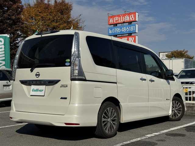 日産 セレナ ハイウェイスター Sハイブリッド 兵庫県 2014(平26)年 5.5万km パール 純正ナビ/フルセグTV/両側パワースライドドア/ビルトインETC/クルーズコントロール/LEDヘッドライト/AUTOライト/後席ロールサンシェード/純正16インチAW/スマートキー/プッシュスタート