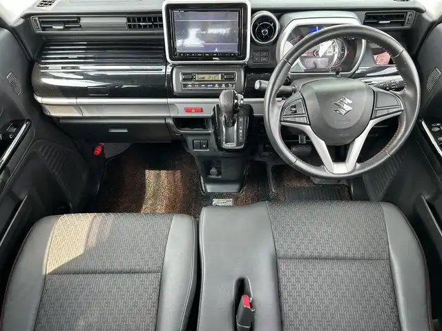 スズキ スペーシア カスタム HYBRID XS 奈良県 2018(平30)年 3.8万km ピュアホワイトP ８インチ社外ナビ　/フルセグテレビ　/Ｂｌｕｅｔｏｏｔｈ　/ビルトインＥＴＣ　/両側パワースライドドア　/ハーフレザーシート　/シートヒーター　/スペアキー　/ヘッドアップディスプレイ/コーナーセンサー　/スリムサーキュレーター/フォグランプ