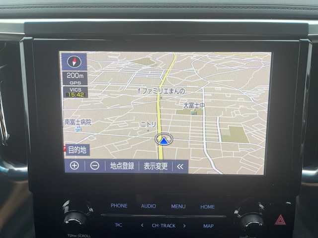 トヨタ アルファード S Cパッケージ 静岡県 2021(令3)年 0.5万km ブラック ●純正ナビ/(フルセグ/Bluetooth)/●TRDフルエアロ/●12.1インチフリップダウンモニター/●バックカメラ/●レーダークルーズコントロール/●プリクラッシュセーフティー/●レーントレーシングアシスト/●後方クリアランスソナー/●パーキングサポートブレーキ/●オートブレーキホールド/●LEDヘッドライト/●オートライト/●オートマチックハイビーム/●ウッドコンビステアリング/●ステアリングスイッチ/●ステアリングヒーター/●ETC2.0/●運転席シートメモリー/●運転席＆助手席パワーシート/●運転席＆助手席エアシート/●T’Zレーダー探知機/●前方ドライブレコーダー/●純正フロアマット/●ドアバイザー/●電動格納ウインカーミラー/●プッシュスタート/●スマートキー/●社外20インチアルミホイール/●W+サイド+カーテンSRS+ABS
