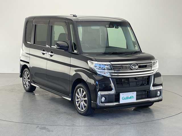 ダイハツ タント カスタム RS トップED SA Ⅲ 長野県 2018(平30)年 7.5万km ブラックマイカメタリック 4WD/ターボ/純正ナビ/（フルセグ/Bluetooth/CD/DVD/HDMI）/バックカメラ/両側電動スライドドア/ETC/前方ドラレコ/運転席シートヒーター/衝突軽減ブレーキ/車線逸脱防止/テレビキャンセラー/LEDヘッドライト/ドアバイザー/後席サンシェード/ステアリングスイッチ/ISOFIX/ハーフレザーシート/スマートキー/スペアキー