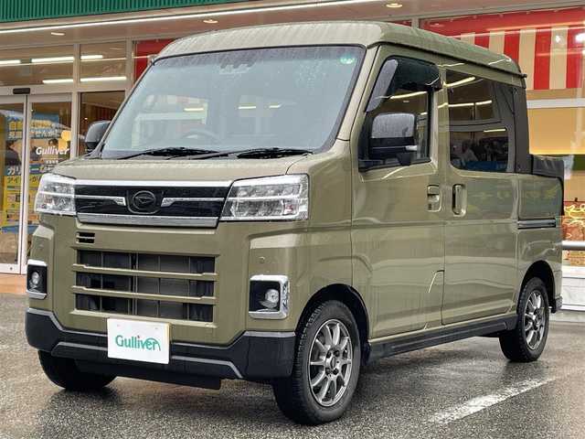 ダイハツ アトレー バン デッキバン 岐阜県 2022(令4)年 3万km オフビートカーキM オーディオディスプレイ/フルセグTV/荷台用トノカバー付き/追従型クルーズコントロール/バックカメラ/コーナーセンサー/両側パワースライドドア/純正ゴムマット/社外アルミホイール/夏タイヤ積込有り/オートライト/電格ミラー/ドアバイザー/LEDライト/シートカバー