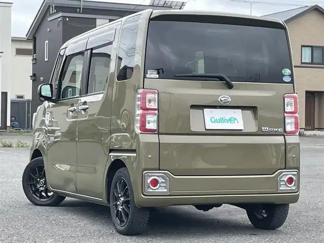 ダイハツ ウェイク G ターボ SA Ⅱ 道央・札幌 2017(平29)年 14.8万km オフビートカーキM ワンオーナー/４WD/寒冷地仕様/社外ポータブルナビ/CD/DVD/BT/スマートアシストIII/衝突被害軽減ブレーキ/横滑り防止装置/バックカメラ/盗難防止装置/アイドリングストップ/両側パワースライドドア/D席シートヒーター/ステアリングリモコン/革巻きステアリング/プッシュスタート/スマートキー/LEDヘッドライト/オートライト/フォグランプ/電動格納ミラー/純正フロアマット/スペアキー/AW付冬タイヤ積込/155/65/R14/2023年/山8mm