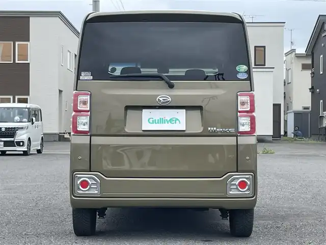 ダイハツ ウェイク G ターボ SA Ⅱ 道央・札幌 2017(平29)年 14.8万km オフビートカーキM ワンオーナー/４WD/寒冷地仕様/社外ポータブルナビ/CD/DVD/BT/スマートアシストIII/衝突被害軽減ブレーキ/横滑り防止装置/バックカメラ/盗難防止装置/アイドリングストップ/両側パワースライドドア/D席シートヒーター/ステアリングリモコン/革巻きステアリング/プッシュスタート/スマートキー/LEDヘッドライト/オートライト/フォグランプ/電動格納ミラー/純正フロアマット/スペアキー/AW付冬タイヤ積込/155/65/R14/2023年/山8mm