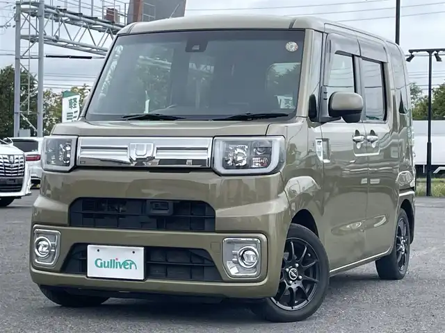 ダイハツ ウェイク G ターボ SA Ⅱ 道央・札幌 2017(平29)年 14.8万km オフビートカーキM ワンオーナー/４WD/寒冷地仕様/社外ポータブルナビ/CD/DVD/BT/スマートアシストIII/衝突被害軽減ブレーキ/横滑り防止装置/バックカメラ/盗難防止装置/アイドリングストップ/両側パワースライドドア/D席シートヒーター/ステアリングリモコン/革巻きステアリング/プッシュスタート/スマートキー/LEDヘッドライト/オートライト/フォグランプ/電動格納ミラー/純正フロアマット/スペアキー/AW付冬タイヤ積込/155/65/R14/2023年/山8mm