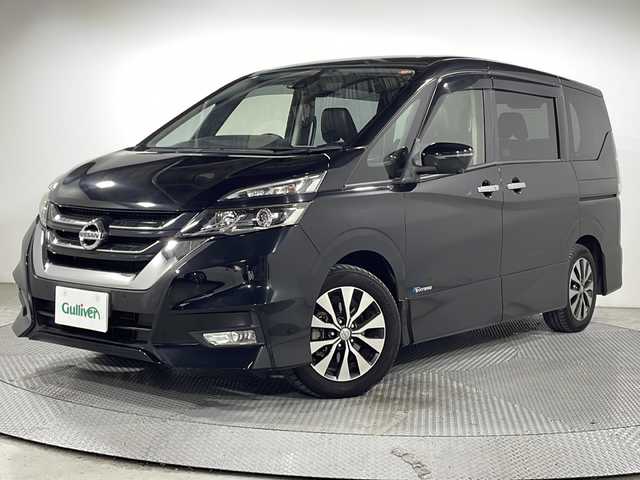 日産 セレナ ハイウェイスター Vセレクション 広島県 2018(平30)年 3.2万km ダイヤモンドブラック 禁煙車/純正９型ナビ/フリップダウンモニター/アラウンドビューモニター/両側パワースライドドア/パーキングアシスト/ドラレコ/クルーズコントロール/ＥＴＣ/衝突軽減/レーンキープアシスト/踏み間違い防止/ＬＥＤヘッドライト/フォグランプ/純正16インチアルミホイール(195/60/R16)/エアバッグ(運転席/助手席/サイド/カーテン)