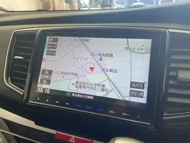 ホンダ オデッセイ ハイブリッド アブソルート・EXホンダセンジング 埼玉県 2017(平29)年 4.3万km プレミアムヴィーナスブラックP ホンダセンシング/　CMBS（衝突軽減ブレーキ）/　ACC（アダプティブクルーズコントロール）/　LKAS（車線維持支援システム）/純正9インチメモリナビ　（VXM-185VFNi）/　DTV CD DVD BT USB HDMI iPod/両側パワースライドドア/全方位カメラ/純正フリップダウンモニター/後席スモーク/ウォークスルー/横滑り防止装置/ビルトインETC2.0/エンジンスタートボタン/スマートキー/スペアキー/オートライト/純正LEDヘッドライト＆フォグランプ/純正アルミホイール