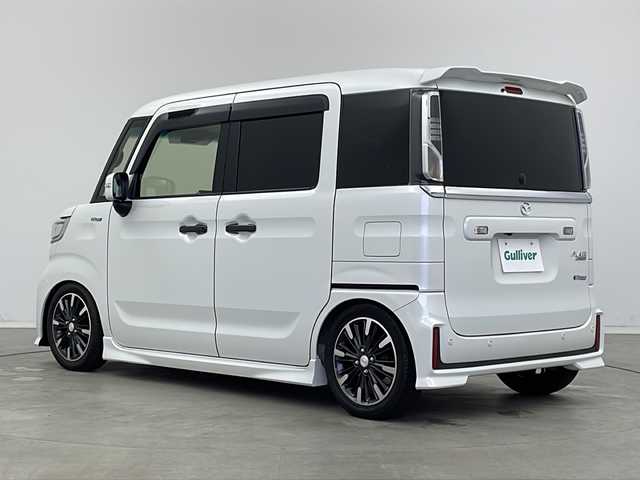 マツダ フレアワゴン カスタムスタイル ハイブリッド XT 新潟県 2018(平30)年 6.6万km ピュアホワイトP 衝突被害軽減/コーナーセンサー/レーンキープアシスト/ターボ/ローダウン/MTモード付AT/クルーズコントロール/Bluetooth接続/バックカメラ/ETC/両側パワースライド/シートヒーターD席/純正フロアマット/シートカバー/本革巻きステアリング/ステアリングスイッチ/スマートキー