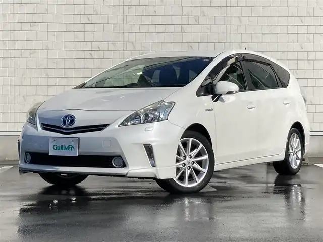 トヨタ プリウス α S ツーリングセレクション 静岡県 2014(平26)年 7.1万km ホワイトパールクリスタルシャイン ALPINE製8インチナビ(X008V)/　AM FM CD DVD Bluetooth SD/フルセグTV/LEDオートヘッドランプ/ヘッドライトウォッシャー/ステアリングスイッチ/純正17インチアルミホイール/スマートキー2本/パーキングアシスト/フロントフォグランプ/ワンオーナー/ビルトインETC/バックモニター