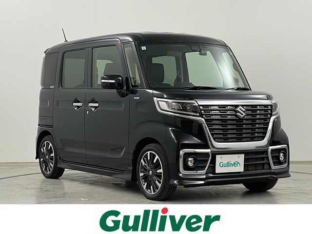 スズキ スペーシア カスタム HYBRID XS ターボ 新潟県 2019(平31)年 2.8万km ブルーイッシュブラックパール3 ・４WD/ターボ/・衝突被害軽減ブレーキ/・車線維持支援機能/・クルーズコントロール/・クリアランスソナー/・KENWOOD製オーディオ（DDX4190BT）/・CD/DVD/USB/iPod/Spotify/・Bluetooth接続/・バックカメラ/・パドルシフト/・ドライブレコーダー/・両側パワースライドドア/・アイドリングストップ/・ハーフレザーシート/・シートヒーター/・スマートキー/・社外エンジンスターター/・積込社外AW付スタッドレスタイヤ