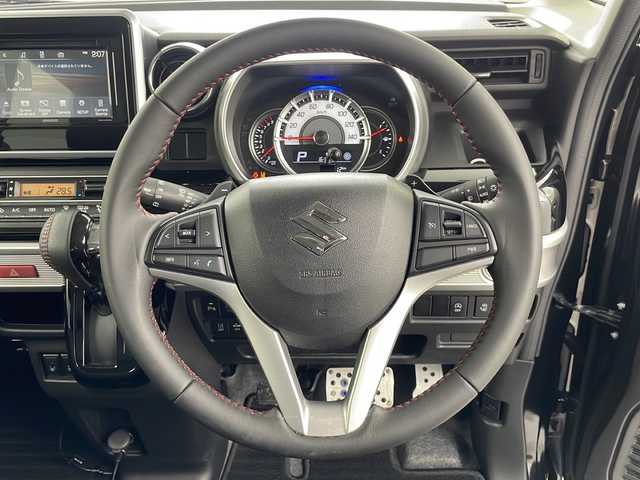 スズキ スペーシア カスタム HYBRID XS ターボ 新潟県 2019(平31)年 2.8万km ブルーイッシュブラックパール3 ・４WD/ターボ/・衝突被害軽減ブレーキ/・車線維持支援機能/・クルーズコントロール/・クリアランスソナー/・KENWOOD製オーディオ（DDX4190BT）/・CD/DVD/USB/iPod/Spotify/・Bluetooth接続/・バックカメラ/・パドルシフト/・ドライブレコーダー/・両側パワースライドドア/・アイドリングストップ/・ハーフレザーシート/・シートヒーター/・スマートキー/・社外エンジンスターター/・積込社外AW付スタッドレスタイヤ