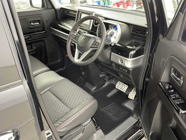 スズキ スペーシア カスタム HYBRID XS ターボ 新潟県 2019(平31)年 2.8万km ブルーイッシュブラックパール3 ・４WD/ターボ/・衝突被害軽減ブレーキ/・車線維持支援機能/・クルーズコントロール/・クリアランスソナー/・KENWOOD製オーディオ（DDX4190BT）/・CD/DVD/USB/iPod/Spotify/・Bluetooth接続/・バックカメラ/・パドルシフト/・ドライブレコーダー/・両側パワースライドドア/・アイドリングストップ/・ハーフレザーシート/・シートヒーター/・スマートキー/・社外エンジンスターター/・積込社外AW付スタッドレスタイヤ