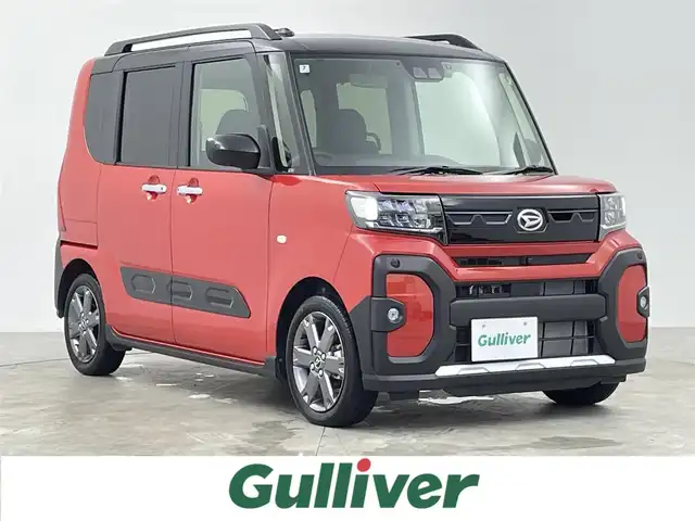 ダイハツ タント ファンクロスターボ 千葉県 2024(令6)年 1.1万km ブラックマイカメタリック/コンパーノレッド スマートアシスト/・衝突軽減ブレーキ/・先行車発進お知らせ機能/・車線逸脱警報/・ふらつき警報/純正7インチメモリナビ/CD DVD BT USB フルセグ/アラウンドビューモニター/両側パワースライドドア/LEDオートライト/前席シートヒーター/純正15インチアルミホイール/パーキングスイッチ/ブレーキホールド/革巻きステアリング/ルーフレール/プッシュスタート/スマートキー×2/ETC