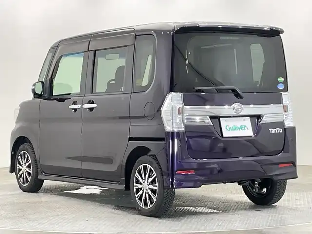 ダイハツ タント カスタム X SA 栃木県 2015(平27)年 4.2万km ナイトシャドーパープルクリスタルM ワンオーナー/禁煙車/純正ナビ(NSZH-W65DB)/(フルセグTV・Bluetooth・CD・SD・HDMI)/バックカメラ/片側パワースライドドア/スマートアシスト/ ・衝突軽減システム/ ・後方コーナーセンサー/HIDヘッドライト/オートライト/ハーフレザーシート/スマートキー/スペアキー/アイドリングストップ/フォグランプ/ドアバイザー/取扱説明書/保証書