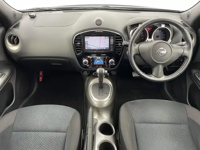 日産 ジューク 15RX アーバンセレクション 富山県 2015(平27)年 9万km スーパーブラック 社外ナビ(AM/FM/CD/DVD/BT)/フルセグTV/バックカメラ/エンジンスターター/ETC/横滑り防止装置/アイドリングストップ/LEDヘッドライト/フォグランプ/オートライト/プッシュスタート/スマートキー×2/純正フロアマット/保証書/取扱説明書
