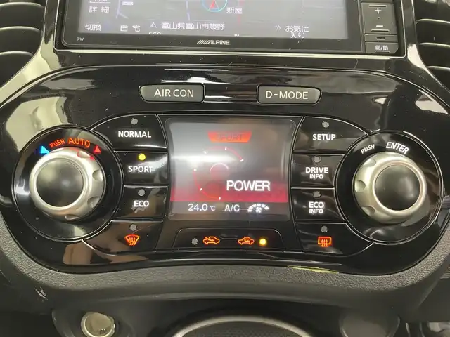 日産 ジューク 15RX アーバンセレクション 富山県 2015(平27)年 9万km スーパーブラック 社外ナビ(AM/FM/CD/DVD/BT)/フルセグTV/バックカメラ/エンジンスターター/ETC/横滑り防止装置/アイドリングストップ/LEDヘッドライト/フォグランプ/オートライト/プッシュスタート/スマートキー×2/純正フロアマット/保証書/取扱説明書