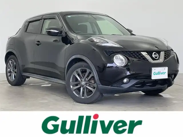日産 ジューク 15RX アーバンセレクション 富山県 2015(平27)年 9万km スーパーブラック 社外ナビ(AM/FM/CD/DVD/BT)/フルセグTV/バックカメラ/エンジンスターター/ETC/横滑り防止装置/アイドリングストップ/LEDヘッドライト/フォグランプ/オートライト/プッシュスタート/スマートキー×2/純正フロアマット/保証書/取扱説明書