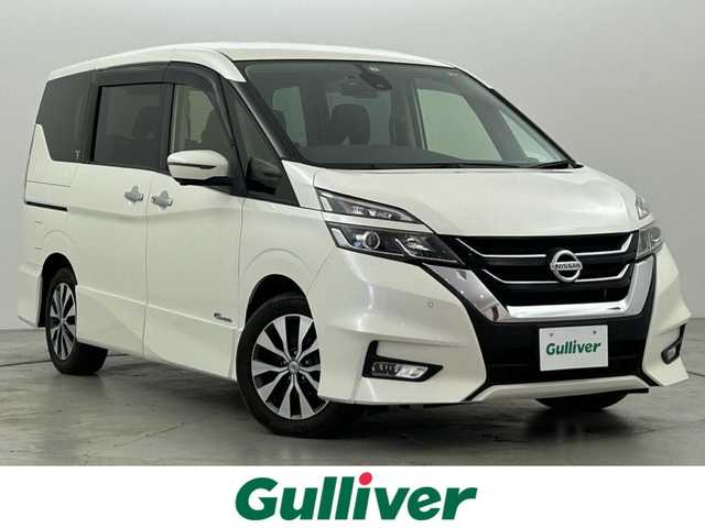 日産 セレナ ハイウェイスター Vセレクション 福岡県 2017(平29)年 5.8万km ブリリアントホワイトパール 後席モニター　/純正９型ナビ（ＢＴ，フルセグＴＶ）　/全方位カメラ　/ナビ連動ドラレコ　/ＥＴＣ　/ＡＣＣ　/コーナーセンサー　/エマージェンシーブレーキ　/レーンキープ　/パーキングアシスト　/両側電動スライドドア