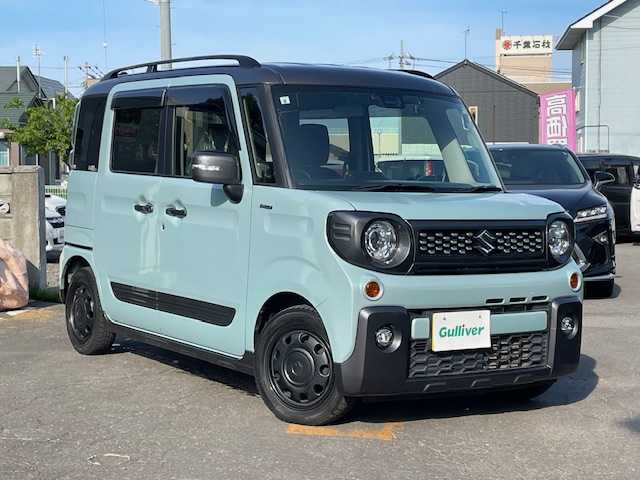 スズキ スペーシア ギア HYBRID XZターボ 道東・釧路十勝 2019(令1)年 4.9万km オフブルーメタリック/ガンメタリック2トーンルーフ 4WD/ターボ/社外メモリーナビ/  (DVD/CD/フルセグTV/Bluetooth)/バックカメラ/衝突軽減ブレーキ/レーンキープアシスト/クルーズコントロール/両側パワースライドドア/アイドリングストップ/コーナーセンサー/LEDヘッドライト/フォグライト/パドルシフト/革巻きステアリング/ステアリングリモコン/前席シートヒーター/ルーフレール/横滑り防止装置/ドライブレコーダー前後/運転席シートリフター/ウィンカーミラー/電動格納ミラー/ビルトインETC/純正ドアバイザー/純正ゴムマット/純正エンジンスターター/スマートキー/エンジンプッシュスタート/スペアキー/取扱説明書/保証書/夏タイヤ積み込み