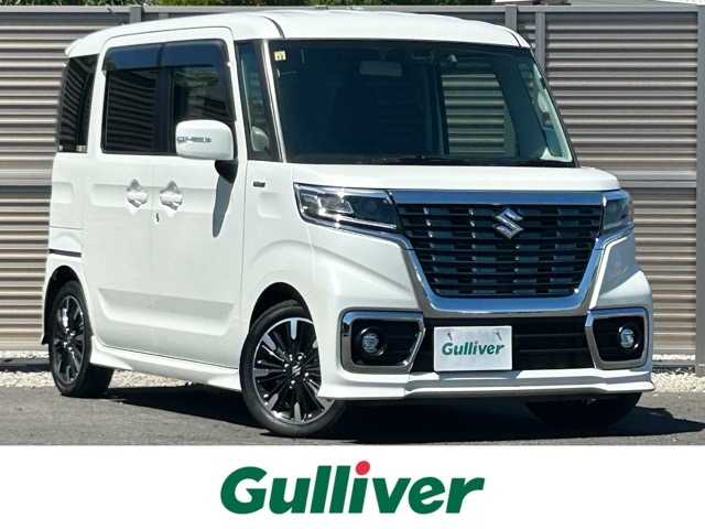 スズキ スペーシア カスタム HYBRID GS 島根県 2018(平30)年 6.3万km ピュアホワイトP ワンオーナー/純正8インチナビ/Bluetooth/CD/DVD/フルセグTV/ドライブレコーダー/デュアルセンサーブレーキサポート/車線逸脱警報/誤発進抑制機能/標識認識機能/オートハイビーム/リアパーキングセンサー/運転席シートヒーター/プッシュスタート/スマートキー/スペアキー×１/純正15インチアルミホイール/純正フロアマット/保証書・取扱説明書