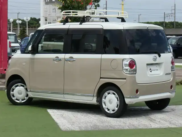 ダイハツ ムーヴ キャンバス X ブラックインテリア リミテッド SAⅢ 千葉県 2020(令2)年 1.4万km パールホワイトⅢ/ナチュラルベージュマイカメタリック 2トーン スマートアシストIII/エコアイドル/ルーフキャリア/両側パワースライドドア/純正いメモリーナビ/地デジTV/【DVD/CD再生機能　Bluetooth接続】/パノラマモニター/ドライブレコーダー/革巻きステアリング/ステアリングスイッチ/ETC/リアコーナーセンサー/キーフリーシステム/所解中