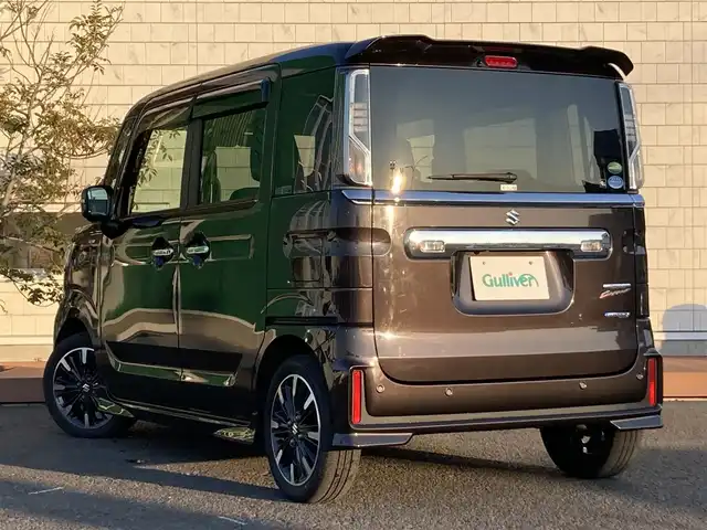 スズキ スペーシア カスタム HYBRID XS ターボ 茨城県 2019(平31)年 2.8万km アーバンブラウンパールメタリック 純正ナビ(AM/FM/CD/DVD/フルセグTV) /全方位カメラ /両側パワースライドドア /ドライブレコーダー　/クルーズコントロール　/パドルシフト　　/運転席シートヒーター/衝突軽減システム　/ターボ車　/コーナーセンサー　/LEDヘッドライト