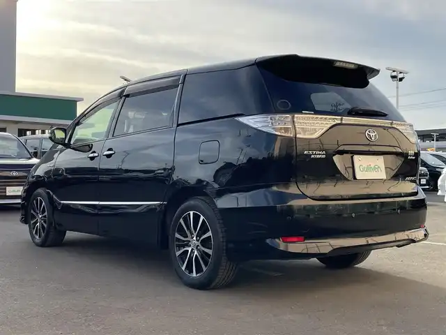 トヨタ エスティマ ハイブリッド アエラス レザーパッケージ 東京都 2013(平25)年 7.6万km ブラック 純正ナビ　/　TV　フルセグ　CD　DVD　Bluetooth/電動格納サードシート　/電動パワーシート　/シートヒーター　/電動リアゲート　/両側電動スライドドア　/ＥＴＣ　/全周囲カメラ　/クルーズコントロールシステム　/純正フロアマット　/純正サイドバイザー/ABS/横滑り防止装置/レーンアシスト/盗難防止装置/オートライト/衝突被害軽減ブレーキ