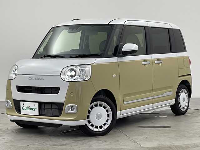 ダイハツ ムーヴ キャンバス ストライプス G 愛知県 2025(令7)年 0.1千km シャイニングホワイトパール/サンドベージュメタリック /禁煙車//R7.1登録//純正ナビ(NMZK-W67D)//パノラマモニター//バックカメラ//スマートアシスト//衝突回避支援ブレーキ//衝突警報機能//前後方誤発進抑制//車線逸脱抑制//車線逸脱警報//路側逸脱警報//ふらつき警報//先行車発進お知らせ//標識認識機能//ブラインドスポットモニター//アダプティブドライビングビーム//フルLEDヘッドライト//オートライト//LEDフォグランプ//360°スーパーUV&IRカットガラス//パイピング付ファブリックシート//前席シートヒーター//コンフォートベンチシート//左右分割ロングスライドリヤシート//シートバックユーティリティフック(運転席・助手席)//シートバックポケット(助手席)//回転式ショッピングフック//インパネセンタートレイ//ホッとカップホルダー(前席)//置きラクボックス(後席)//チケットホルダー&バニティミラー付サンバイザー//ストライプス専用TFTカラーマルチインフォメーションディスプレイ//プッシュスタート//オートリトラミラー//電子パーキングブレーキ//ブレーキホールド//スペアキー