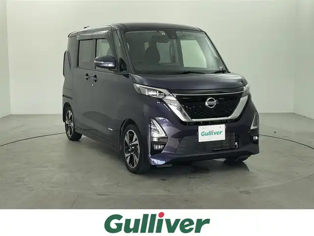 日産 ルークス HWS Gターボ プロパイロットED 福井県 2020(令2)年 3.5万km アメジストパープル 純正9型SDナビ/CD/DVD/SD/Bluetooth/USB/フルセグTV/AM/FM/アラウンドビューモニター/プロパイロット/レーダークルーズコントロール/ハンズフリー両側パワースライドドア/インテリジェントエマージェンシーブレーキ/・踏み間違い衝突防止アシスト/・インテリジェントLI（車線逸脱防止支援システム）/・LDW（車線逸脱警報）/・インテリジェントFCM（前方衝突予測警報）/・インテリジェントDA（ふらつき警報）/・標識検知機能/コーナーセンサー/革巻きステアリング/ステアリングスイッチ/電動パーキングブレーキ/ブレーキホールド/アダプティブLEDヘッドランプ/フォグランプ/オートライト/スマートキー＆プッシュスタート/純正ドライブレコーダー/純正15インチAW/純正フロアマット