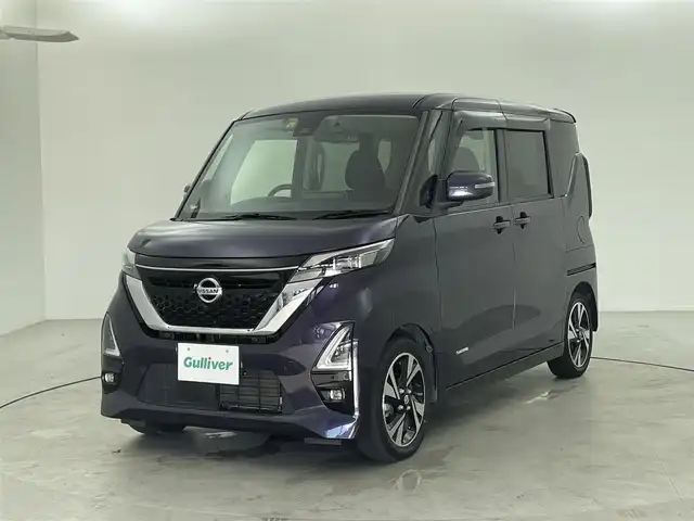 日産 ルークス HWS Gターボ プロパイロットED 福井県 2020(令2)年 3.5万km アメジストパープル 純正9型SDナビ/CD/DVD/SD/Bluetooth/USB/フルセグTV/AM/FM/アラウンドビューモニター/プロパイロット/レーダークルーズコントロール/ハンズフリー両側パワースライドドア/インテリジェントエマージェンシーブレーキ/・踏み間違い衝突防止アシスト/・インテリジェントLI（車線逸脱防止支援システム）/・LDW（車線逸脱警報）/・インテリジェントFCM（前方衝突予測警報）/・インテリジェントDA（ふらつき警報）/・標識検知機能/コーナーセンサー/革巻きステアリング/ステアリングスイッチ/電動パーキングブレーキ/ブレーキホールド/アダプティブLEDヘッドランプ/フォグランプ/オートライト/スマートキー＆プッシュスタート/純正ドライブレコーダー/純正15インチAW/純正フロアマット