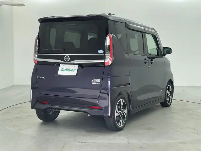 日産 ルークス HWS Gターボ プロパイロットED 福井県 2020(令2)年 3.5万km アメジストパープル 純正9型SDナビ/CD/DVD/SD/Bluetooth/USB/フルセグTV/AM/FM/アラウンドビューモニター/プロパイロット/レーダークルーズコントロール/ハンズフリー両側パワースライドドア/インテリジェントエマージェンシーブレーキ/・踏み間違い衝突防止アシスト/・インテリジェントLI（車線逸脱防止支援システム）/・LDW（車線逸脱警報）/・インテリジェントFCM（前方衝突予測警報）/・インテリジェントDA（ふらつき警報）/・標識検知機能/コーナーセンサー/革巻きステアリング/ステアリングスイッチ/電動パーキングブレーキ/ブレーキホールド/アダプティブLEDヘッドランプ/フォグランプ/オートライト/スマートキー＆プッシュスタート/純正ドライブレコーダー/純正15インチAW/純正フロアマット