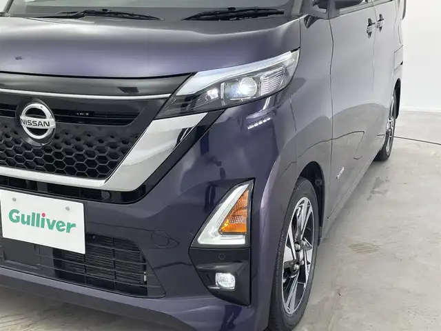 日産 ルークス HWS Gターボ プロパイロットED 福井県 2020(令2)年 3.5万km アメジストパープル 純正9型SDナビ/CD/DVD/SD/Bluetooth/USB/フルセグTV/AM/FM/アラウンドビューモニター/プロパイロット/レーダークルーズコントロール/ハンズフリー両側パワースライドドア/インテリジェントエマージェンシーブレーキ/・踏み間違い衝突防止アシスト/・インテリジェントLI（車線逸脱防止支援システム）/・LDW（車線逸脱警報）/・インテリジェントFCM（前方衝突予測警報）/・インテリジェントDA（ふらつき警報）/・標識検知機能/コーナーセンサー/革巻きステアリング/ステアリングスイッチ/電動パーキングブレーキ/ブレーキホールド/アダプティブLEDヘッドランプ/フォグランプ/オートライト/スマートキー＆プッシュスタート/純正ドライブレコーダー/純正15インチAW/純正フロアマット