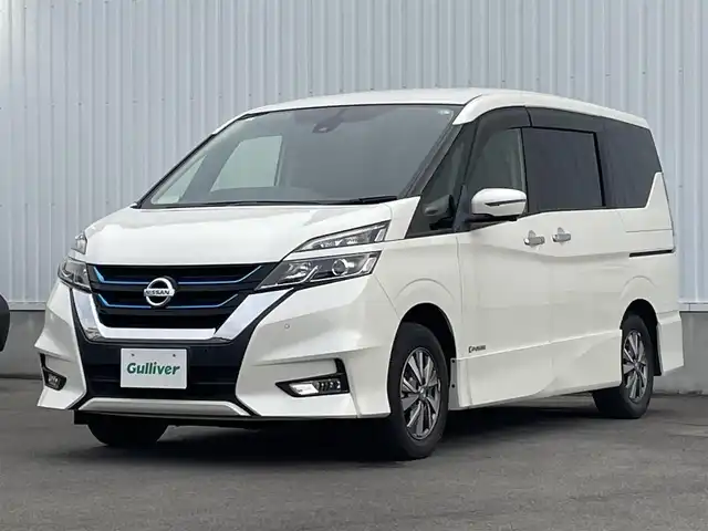 日産 セレナ e－パワー ハイウェイスター V 愛媛県 2019(平31)年 2.6万km ブリリアントホワイトパール 社外ナビ（Bluetooth/SD/CD/DVD/フルセグTV)/アランドビューモニター/日産プロパイロット/両側パワースライドドア/ETC/デジタルインナーミラー/前方ドライブレコーダー/純正15インチアルミホイール/純正フロアマット/LEDヘッドライト/フォグランプ/ABS/横滑り防止装置/レーンキープアシスト/衝突被害軽減ブレーキ/プッシュスタート/スマートキー