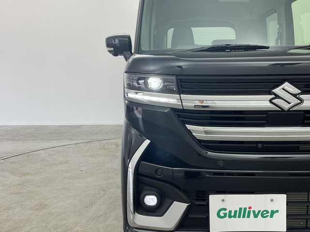 スズキ スペーシア カスタム HYBRID XS 群馬県 2024(令6)年 0.4万km ブルーイッシュブラックパール3 純正9型ナビ 全周囲カメラ 衝突被害軽減ブレーキ　アダプティブクルーズコントロール　両側電動スライドドア　ハンドルヒーター　ヘッドアップディスプレイ　ステアリングヒーター　電動パーキング 禁煙車