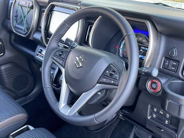スズキ ハスラー HYBRID X ターボ 富山県 2022(令4)年 0.7万km オフブルーメタリック/ガンメタリック2トーンルーフ 4WD/ターボ/デュアルブレーキサポート/レーンキープアシスト/レーダークルーズコントロール/クリアランスソナー/全方位カメラ/純正9インチナビ/フルセグ/ETC/前席シートヒーター/前後ドライブレコーダー/ダウンヒルアシスト/スペアキー