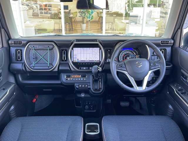 スズキ ハスラー HYBRID X ターボ 富山県 2022(令4)年 0.7万km オフブルーメタリック/ガンメタリック2トーンルーフ 4WD/ターボ/デュアルブレーキサポート/レーンキープアシスト/レーダークルーズコントロール/クリアランスソナー/全方位カメラ/純正9インチナビ/フルセグ/ETC/前席シートヒーター/前後ドライブレコーダー/ダウンヒルアシスト/スペアキー