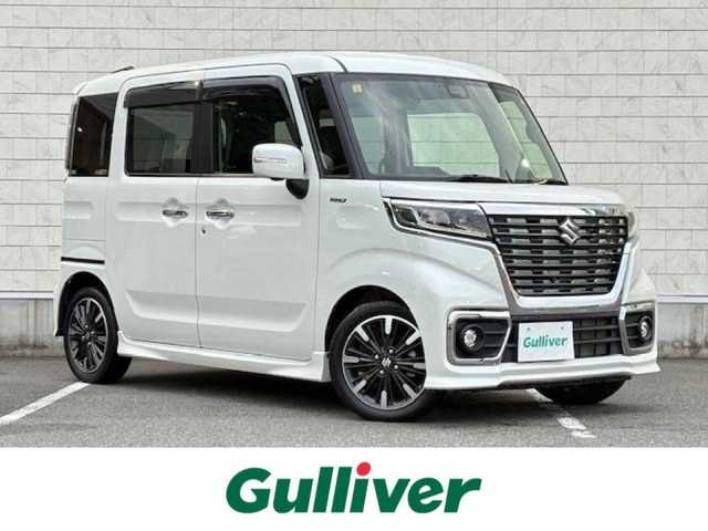 スズキ スペーシア カスタム HYBRID XS 大阪府 2020(令2)年 2.3万km ピュアホワイトP 純正ナビ/全方位カメラ/ヘッドアップディスプレイ/両側パワースライドドア/スズキセーフティサポート/シートヒーター/ハーフレザーシート/LEDヘッドライト/純正アルミホイール/ビルトインETC/プッシュスタート/スマートキー×2