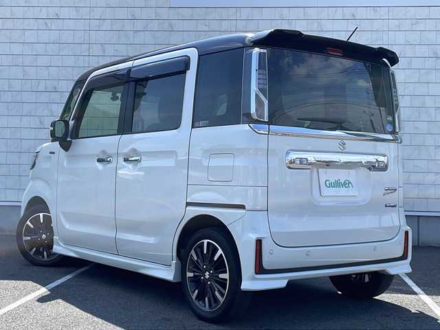 スズキ スペーシア カスタム HYBRID XS ターボ 栃木県 2019(令1)年 3.8万km ピュアホワイトパール/ブラック2トーン 純正ナビ/(Bluetooth/CD/DVD/USB/ipod)/フルセグTV/全方位カメラ/バックカメラ/ドライブレコーダー/衝突被害軽減ブレーキ/横滑り防止装置/レーンキープアラート/クルーズコントロール/盗難防止装置/ヘッドアップディスプレイ/コーナーセンサー後方/LEDヘッドライト/オートライト/両側パワースライドドア/ドアバイザー/ハーフレザーシート/後席ドリンクホルダー/後席サンシェード/後席エアコン操作/助手席アンダートレイ/プッシュスタート/スマートキー