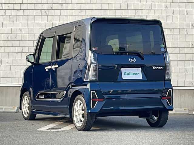 ダイハツ タント カスタム RS スタイルセレクション 山形県 2021(令3)年 1.5万km レーザーブルークリスタルシャイン 禁煙車/スマートアシスト/・衝突回避支援ブレーキ機能（対車両・対歩行者[昼夜]）/・車線逸脱警報機能＆路側逸脱警報機能/・標識認識機能/・全車速追従機能付ＡＣＣ（アダプティブクルーズコントロール）/・レーンキープコントロール（ＬＫＣ）/・コーナーセンサー/ウェルカムパワースライドドア/ハーフレザーシート/carrozzeriaナビ/CD.DVD.BT.USB.AUX/フルセグ/ロングスライドシート/ビルトインETC/シートヒーター/シートバックテーブル/LEDヘッドライト/LEDフォグ/プッシュスタート/スマートキーｘ２