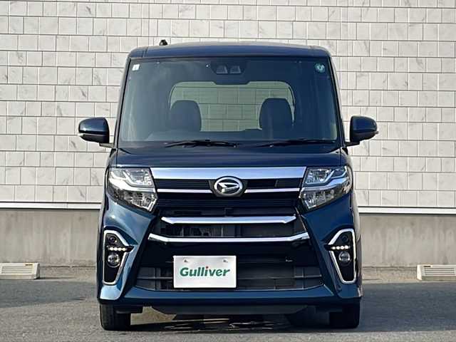 ダイハツ タント カスタム RS スタイルセレクション 山形県 2021(令3)年 1.5万km レーザーブルークリスタルシャイン 禁煙車/スマートアシスト/・衝突回避支援ブレーキ機能（対車両・対歩行者[昼夜]）/・車線逸脱警報機能＆路側逸脱警報機能/・標識認識機能/・全車速追従機能付ＡＣＣ（アダプティブクルーズコントロール）/・レーンキープコントロール（ＬＫＣ）/・コーナーセンサー/ウェルカムパワースライドドア/ハーフレザーシート/carrozzeriaナビ/CD.DVD.BT.USB.AUX/フルセグ/ロングスライドシート/ビルトインETC/シートヒーター/シートバックテーブル/LEDヘッドライト/LEDフォグ/プッシュスタート/スマートキーｘ２