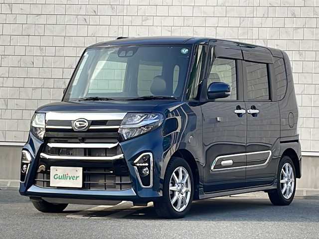 ダイハツ タント カスタム RS スタイルセレクション 山形県 2021(令3)年 1.5万km レーザーブルークリスタルシャイン 禁煙車/スマートアシスト/・衝突回避支援ブレーキ機能（対車両・対歩行者[昼夜]）/・車線逸脱警報機能＆路側逸脱警報機能/・標識認識機能/・全車速追従機能付ＡＣＣ（アダプティブクルーズコントロール）/・レーンキープコントロール（ＬＫＣ）/・コーナーセンサー/ウェルカムパワースライドドア/ハーフレザーシート/carrozzeriaナビ/CD.DVD.BT.USB.AUX/フルセグ/ロングスライドシート/ビルトインETC/シートヒーター/シートバックテーブル/LEDヘッドライト/LEDフォグ/プッシュスタート/スマートキーｘ２
