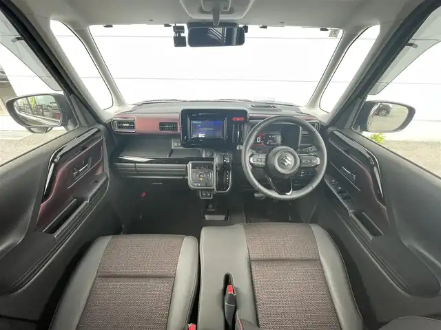スズキ スペーシア カスタム HYBRID XS 千葉県 2024(令6)年 0.3万km ブルーイッシュブラックパール3 ケンウッドナビ /（型式：MDV-D710）/ラジオ/CD/DVD/Bluetooth/フルセグTV /両側パワースライドドア /ETC/レーダークルーズコントロール /ハーフレザーシート /D/N席シートヒーター/ステアリングヒーター/オートライト/純正アルミホイール /純正フロアマット/前後ソナー/スマートキー/横滑り防止装置/ABS
