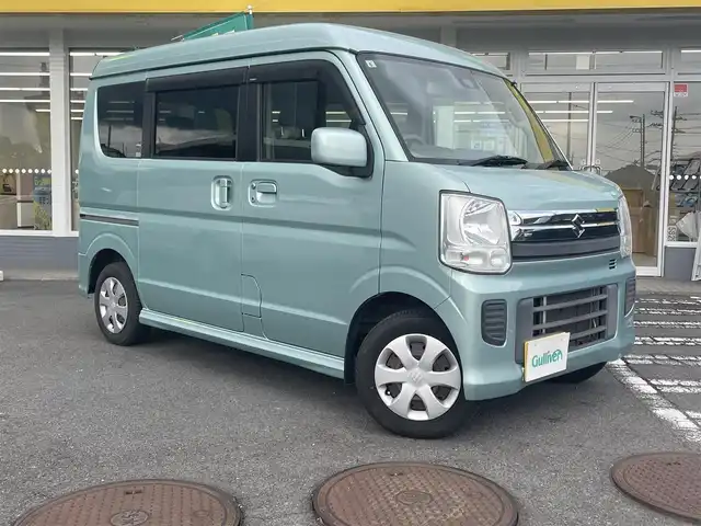 スズキ エブリィ ワゴン JPターボ 神奈川県 2015(平27)年 7万km ガーデニングアクアM 衝突軽減システム/横滑り防止装置/運転席側シートヒーター/リアヒーター/バックカメラ/社外ナビ【QY-7150S-W】/　FM・AM・CD・ワンセグTV/前方ドラレコ/ETC/プッシュスタート/スマートキーｘ２本