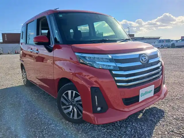 ダイハツ トール カスタムG 富山県 2020(令2)年 2.4万km コンパーノレッド 純正ナビ/フルセグTV/両側パワースライドドア/バックモニター/ビルトインETC/後席用フリップダウンモニター/レーダークルーズコントロール/コーナーセンサー/スマートアシスト/・衝突被害軽減ブレーキ/・車線逸脱防止支援/・アダプティブドライビングビーム/・標識認識/LEDヘッドランプ/革巻きステアリング/純正14インチアルミホイール/スマートキー/プッシュエンジンスタート/禁煙車