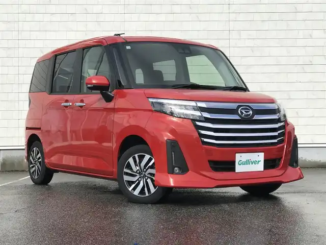 ダイハツ トール カスタムG 富山県 2020(令2)年 2.4万km コンパーノレッド 純正ナビ/フルセグTV/両側パワースライドドア/バックモニター/ビルトインETC/後席用フリップダウンモニター/レーダークルーズコントロール/コーナーセンサー/スマートアシスト/・衝突被害軽減ブレーキ/・車線逸脱防止支援/・アダプティブドライビングビーム/・標識認識/LEDヘッドランプ/革巻きステアリング/純正14インチアルミホイール/スマートキー/プッシュエンジンスタート/禁煙車