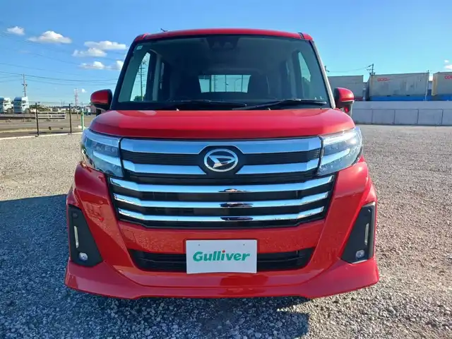 ダイハツ トール カスタムG 富山県 2020(令2)年 2.4万km コンパーノレッド 純正ナビ/フルセグTV/両側パワースライドドア/バックモニター/ビルトインETC/後席用フリップダウンモニター/レーダークルーズコントロール/コーナーセンサー/スマートアシスト/・衝突被害軽減ブレーキ/・車線逸脱防止支援/・アダプティブドライビングビーム/・標識認識/LEDヘッドランプ/革巻きステアリング/純正14インチアルミホイール/スマートキー/プッシュエンジンスタート/禁煙車